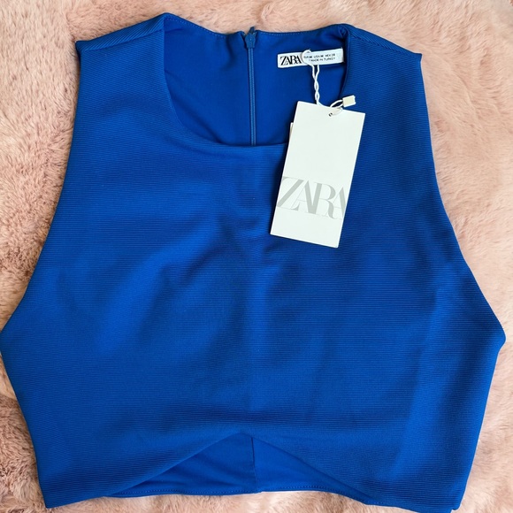 ZARA ASYMMETRIC HEM TOP BLUE NWT - Picture 7 of 10